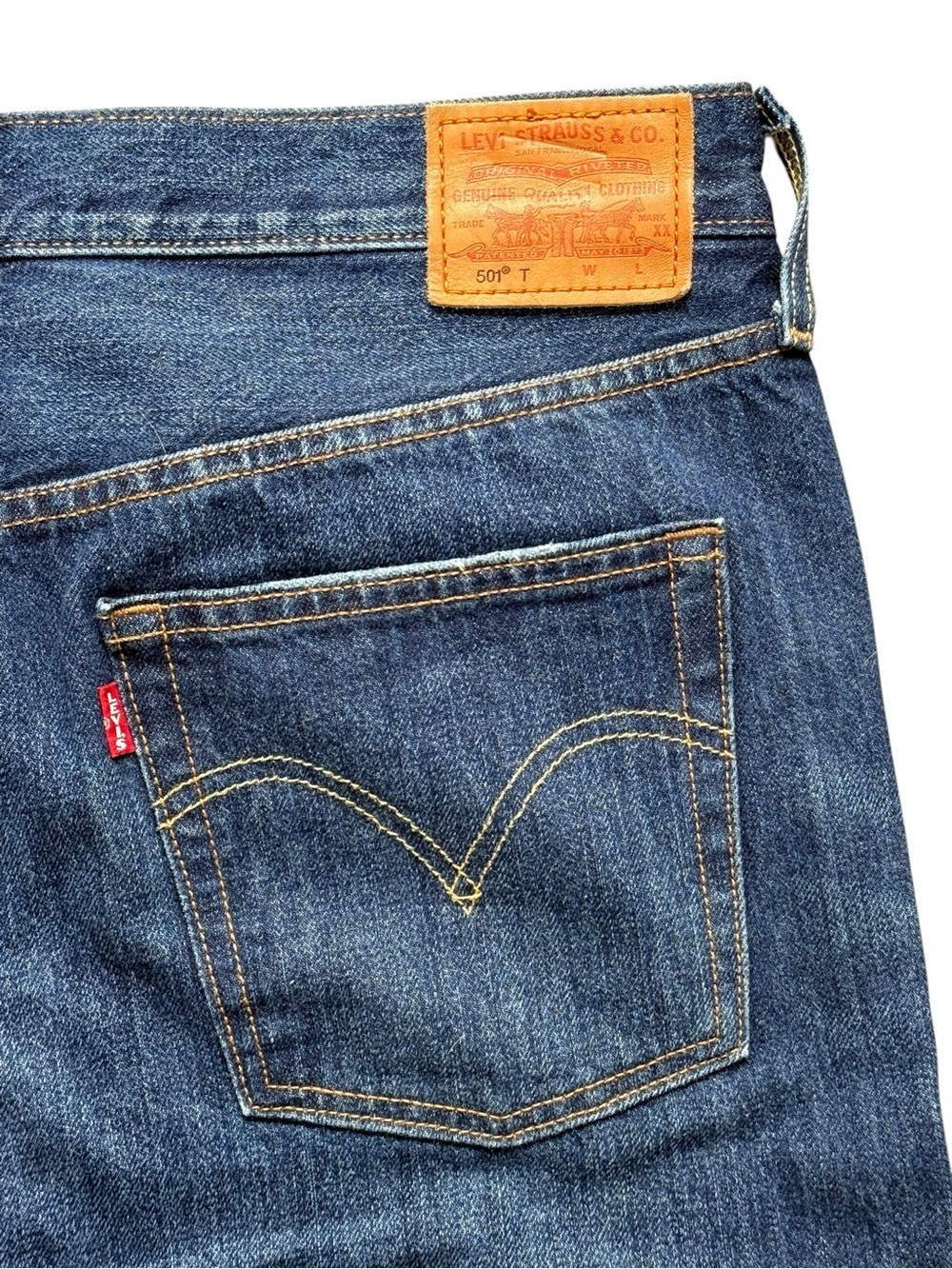 Levi’s 501T Tapered Distressed Button Fly Jeans Blue 34W 28L - Picture 6 of 11